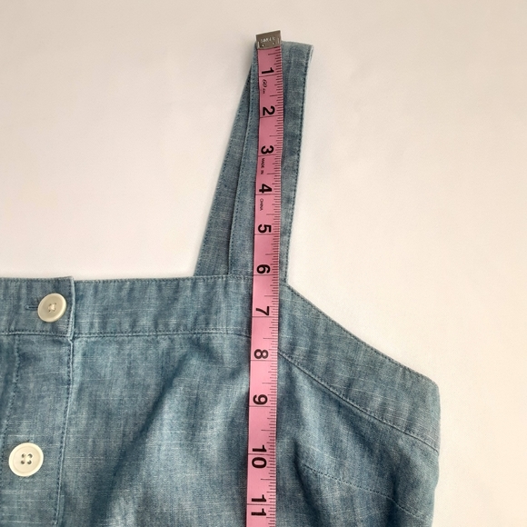 J. Crew tank top light blue chambray blouse faux button front women size medium - Picture 11 of 12